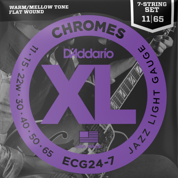 D'Addario ECG24-7 Chromes Flat Wound 11-65 elektromos gitárhúr