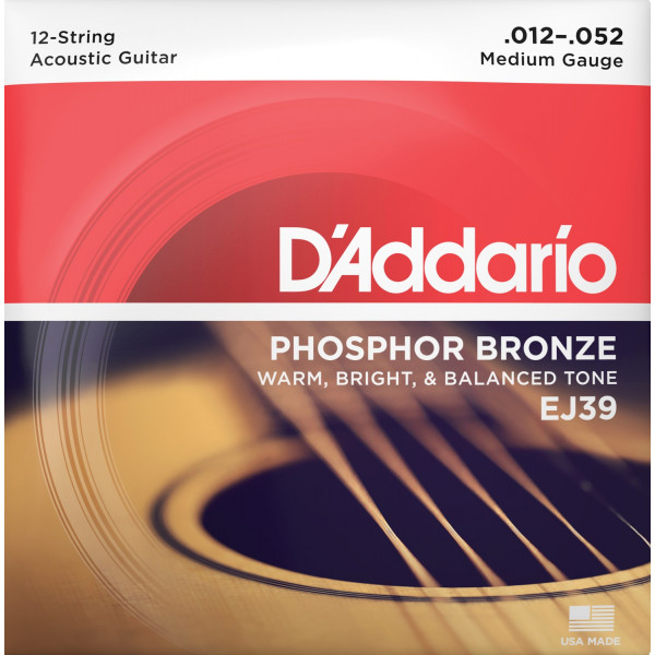 D'Addario EJ39 Phosphor Bronze 12-húros 12-52 akusztikus gitárhúr