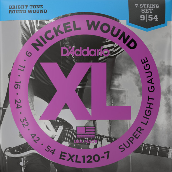 D'Addario EXL120-7 Nickel Wound 9-54 elektromos gitárhúr