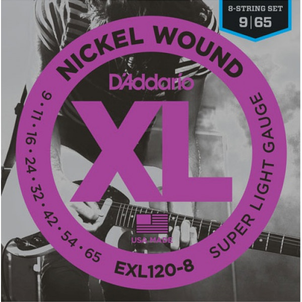 D'Addario EXL120-8 Nickel Wound 09-65 elektromos gitárhúr