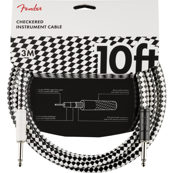Fender 990810288 - Pro 10' Instrument Cable, Checkerboard