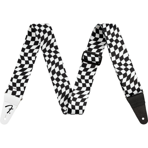 990637288 - Wavy Checkerboard Polyester Strap, Black/White