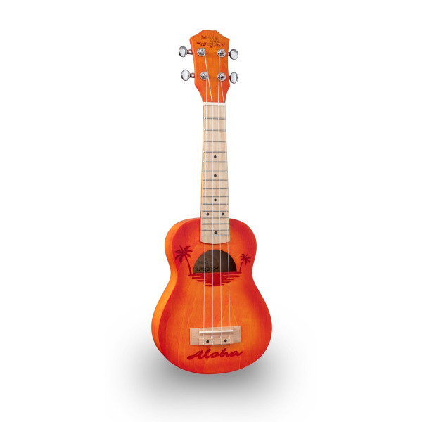 SOUNDSATION ETCHED S-OR - Szoprán ukulele intarziás rajzzal és tokkal