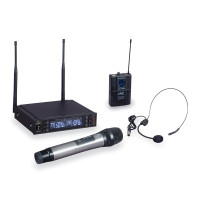 WF-U2302HP - True Diversity Dual Wireless Microphone System with 1 handheld microphone and 1 bodypack with headset 630-660MHz