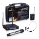 WF-U2302HP - True Diversity Dual Wireless Microphone System with 1 handheld microphone and 1 bodypack with headset 630-660MHz