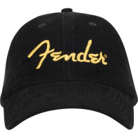 Fender 9122421500 - Fender® Gold Spaghetti Logo Corduroy Baseball Hat, Black, One Size