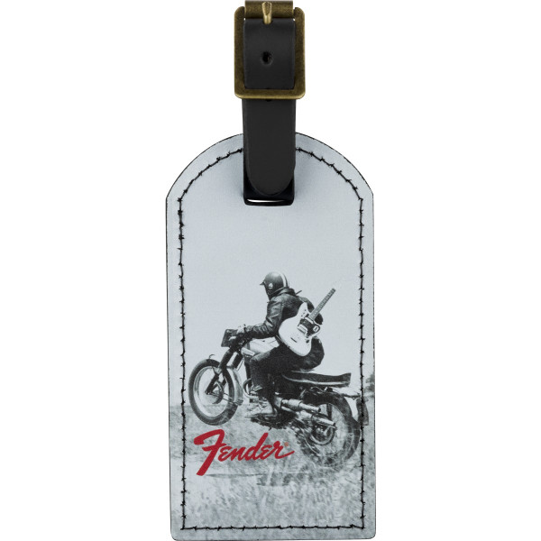 Fender 9106101003 - Fender® Vintage Ad Luggage Tag, Motorcycle Rider