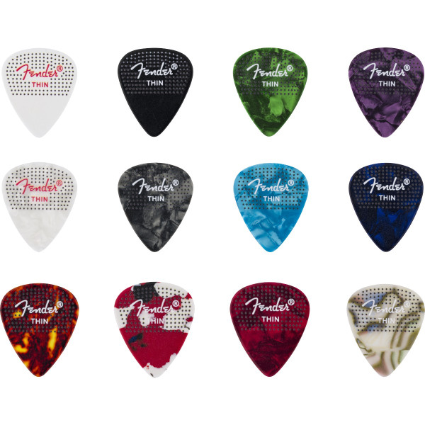 1980200100 - 351 Dotted Celluloid Picks, 12-Pack, Thin