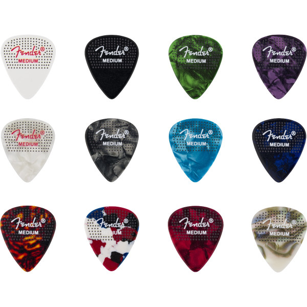 Fender 1980200300 - 351 Dotted Celluloid Picks, 12-Pack, Medium