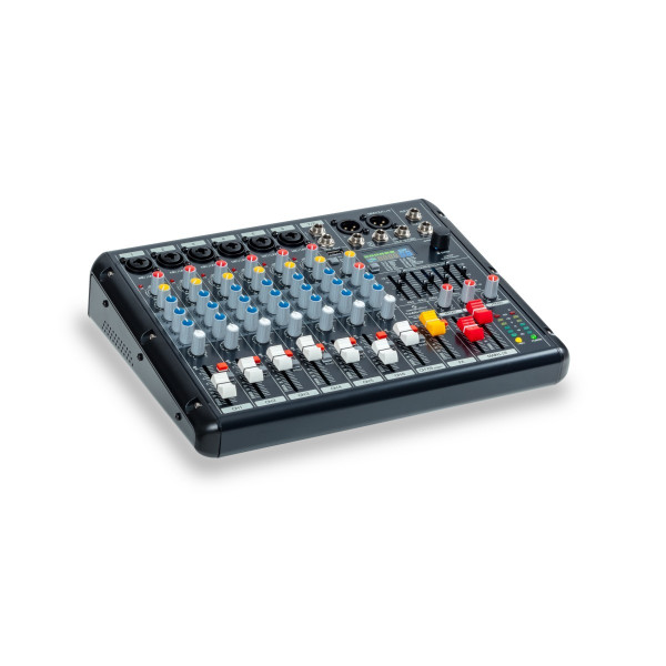 YOUMIX 610 PRO - 8-Channel Mixing Console with 6 Mono and 1 Stereo Channels, 24-bit 99 Effect, USB/BT, PC Interface