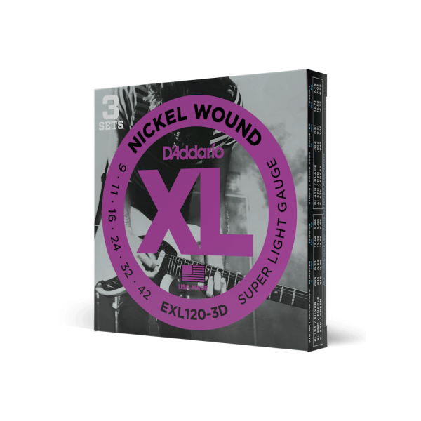 D'Addario Nickel Wound Electric Guitar Strings, Super Light, 9-42 3-AS PACK D'Addario Nickel Wound Electric Guitar Strings, Super Light, 9-42 3-AS PACK