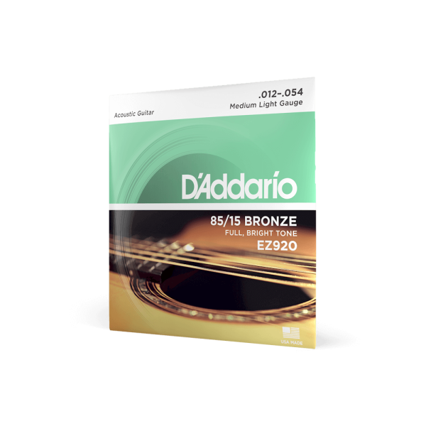 D'Addario 85/15 Bronze Acoustic Guitar Strings, Medium Light, 12-54
