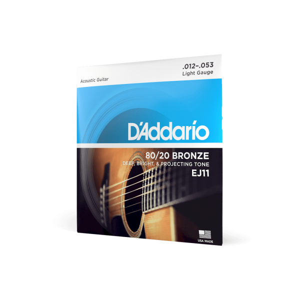 D'Addario 80/20 Bronze Acoustic Guitar Strings, Light, 12-53