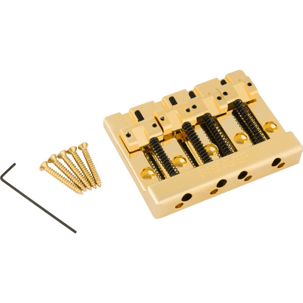 Fender 994407200 - Fender® HiMass™ 4-String Bass Bridge Assembly With Zinc Saddles, Gold