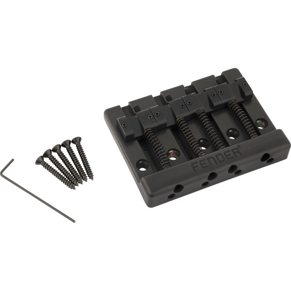 994408400 - Fender® HiMass™ 4-String Bass Bridge Assembly With Brass Saddles, Black