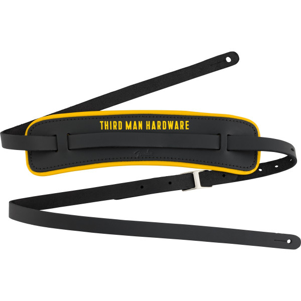 Fender 990689029 - Fender x Third Man Hardware Leather Strap, Black/Yellow