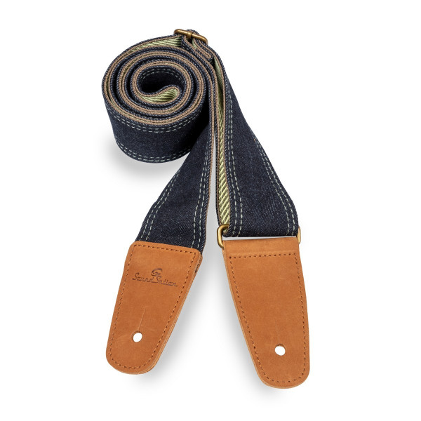 DML-BK - Denim strap for guitar/bass with real leather ends