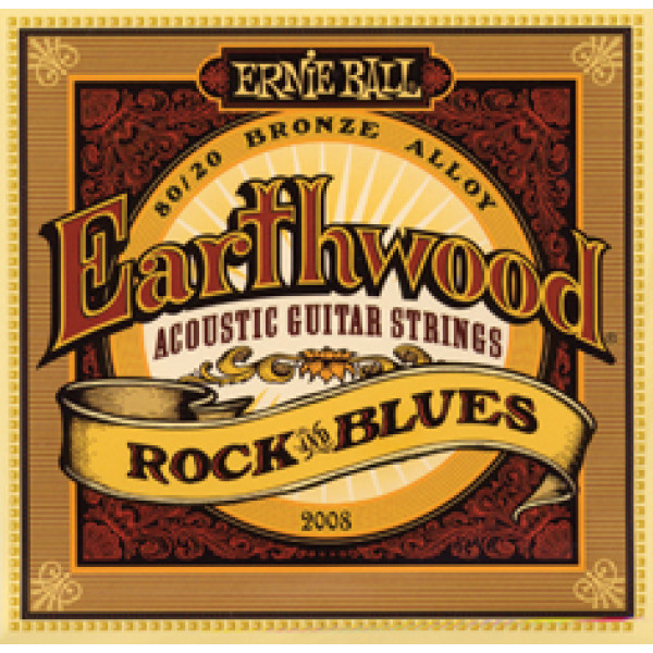 Ernie Ball P02008 - Earthwood Acoustic 80/20 bronze w/plain G - Rock & Blues