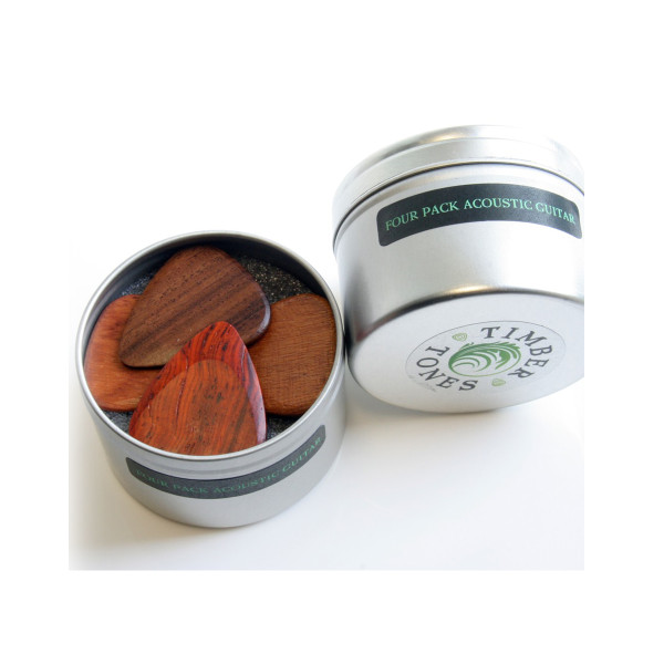 TIMBERTONES TIMT-ACOU-MT-4 - 4 Plectrums set in a tin box