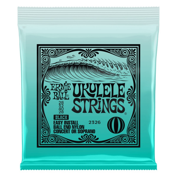 Ernie Ball P02326 - Concert/Soprano Ukulele Ball End Nylon Strings, Black