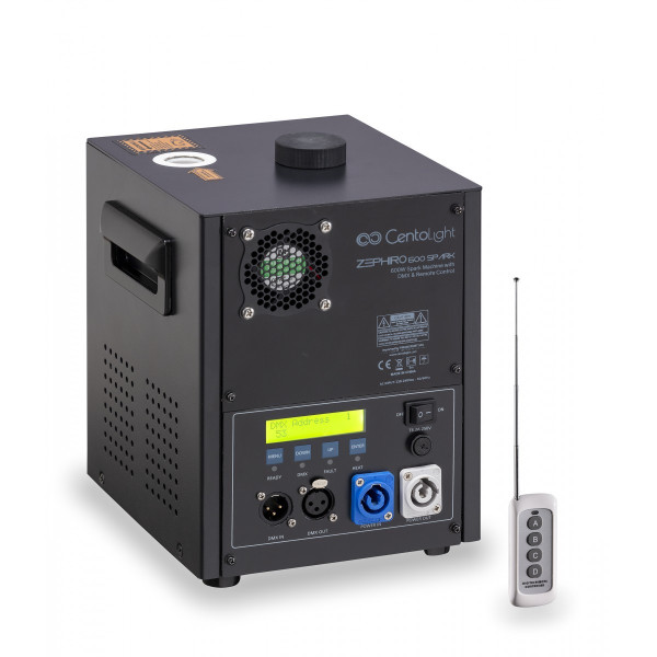 CENTOLIGHT ZEPHIRO 600 SPARK - 600 W-os hidegszikra gép DMX-szel és távirányítóval