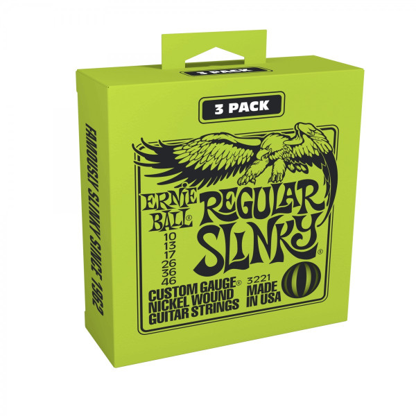 Ernie Ball P03221 - Regural Slinky Nickel wound electric guitar strings 3-pack 10/46