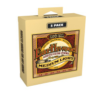 Ernie Ball P03003 - Earthwood medium light 80/20 Bronze Acoustic guitar strings 3-Pack 12/54