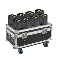 CENTOLIGHT PORTRAIT Q-AIR SET - Set of 8 LED PAR 4x12W RGBW 4in1 with lithium battery and flight case with charging function