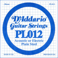 D'Addario PL012 - Plain Steel Guitar Single String, .012