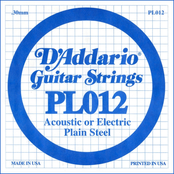 D'Addario PL012 - Plain Steel Guitar Single String, .012