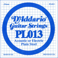 D'Addario PL013 - Plain Steel Guitar Single String, .013