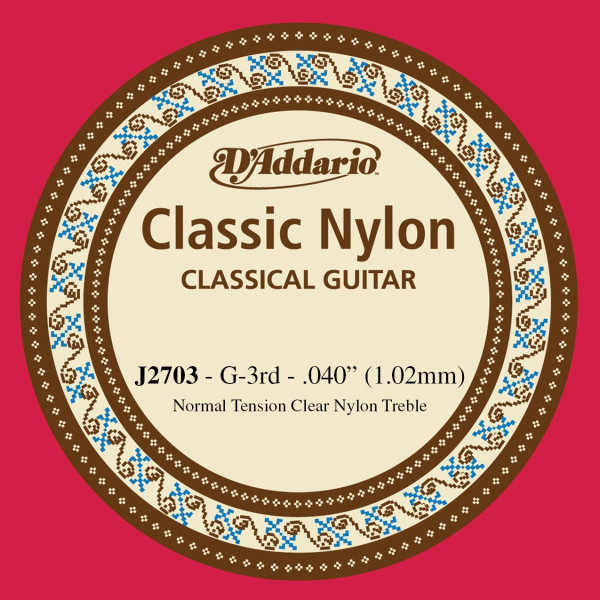 D'Addario J2703 - Student Nylon Classical Guitar Single String, Normal Tension, First String