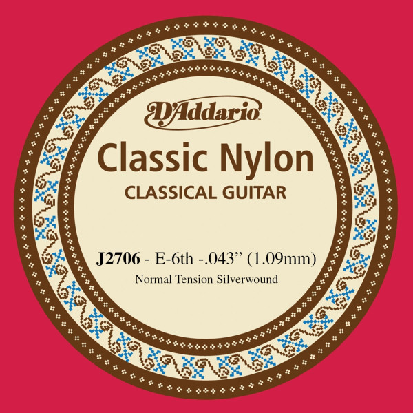 D'Addario J2706 - Student Nylon Classical Guitar Single String, Normal Tension, First String