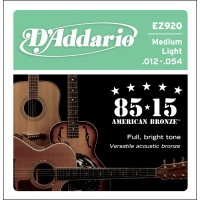D'Addario EZ920 - 85/15 Bronze Acoustic Guitar Strings, Medium Light, 12-54