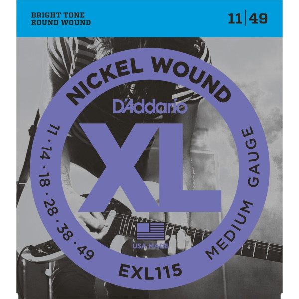 D'Addario EXL115 - Nickel Wound Electric Guitar Strings, Medium/Blues-Jazz Rock, 11-49