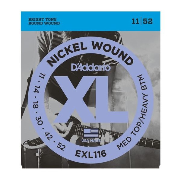 D'Addario EXL116 - Nickel Wound Electric Guitar Strings, Medium Top/Heavy bottom, 11-52