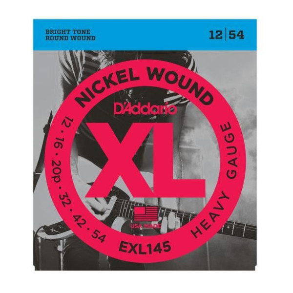 D'Addario EXL145 - EXL145 Nickel Wound, Heavy, Plain 3rd, 12-54
