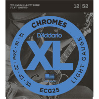 D'Addario ECG25 - Chromes Flat Wound Electric Guitar Strings, Light, 12-52