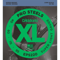 D'Addario EPS220 - ProSteels Bass Guitar Strings, Super Light, 40-95, Long Scale