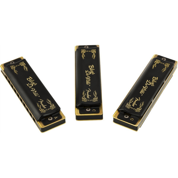 Fender 990702021 - Blues DeVille Harmonica, Pack of 3, with Case