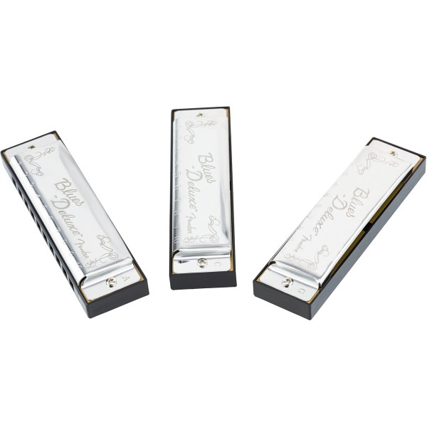 Fender 990701021 - Blues Deluxe Harmonica, Pack of 3, with Case