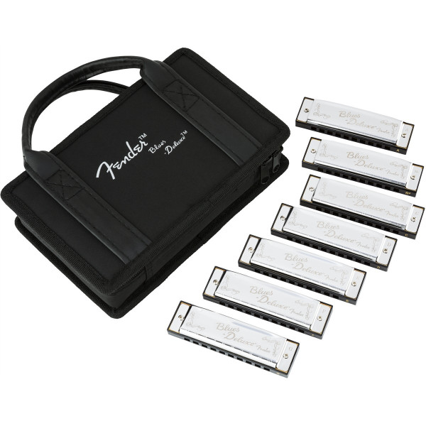 Fender 990701049 - Blues Deluxe Harmonica, Pack of 7, with Case