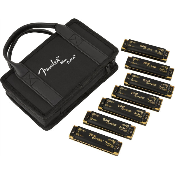 Fender 990702049 - Blues DeVille Harmonica, Pack of 7, with Case