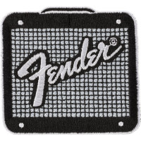Fender 9122421107 - Fender Amp Logo Patch, Black and Chrome