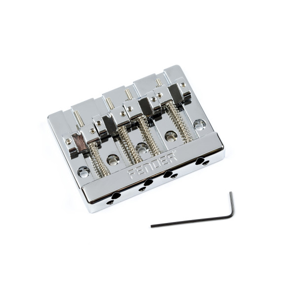 994408000 - Fender® HiMass? 4-String Bass Bridge Assembly With Brass Saddles Chrome