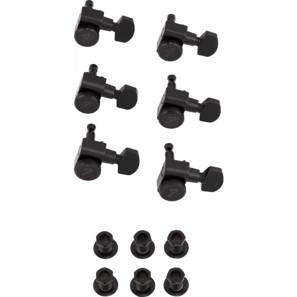 Fender 990818400 - Locking Stratocaster®/Telecaster® Staggered Tuning Machines (Black) 6-pack