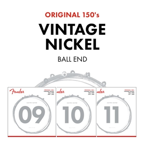 Fender 730150403 - Original 150 Guitar Strings, Pure Nickel Wound, Ball End, 150L .009-.042 Gauges, (6)