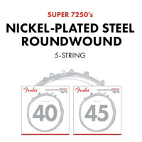 Fender 737250453 - 7250 Bass Strings Set Nickel Plated Steel Long Scale 7250-5L .040-.115 Gauges