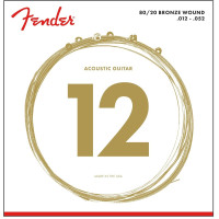 Fender 730070403 - 80/20 Bronze Acoustic Strings, Ball End, 70L .012-.052 Gauges, (6)
