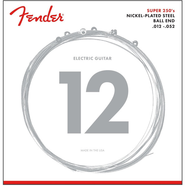 Fender 730250409 - Super 250 Guitar Strings Set Nickel Plated Steel Ball End 250H Gauges .012-.052